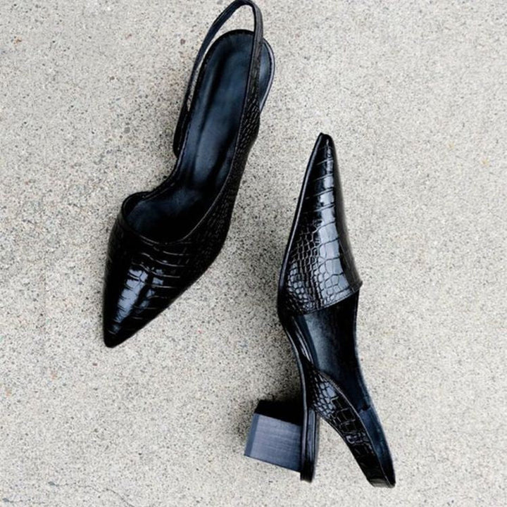 Patent Leather Pointed-Toe Slingback Heels