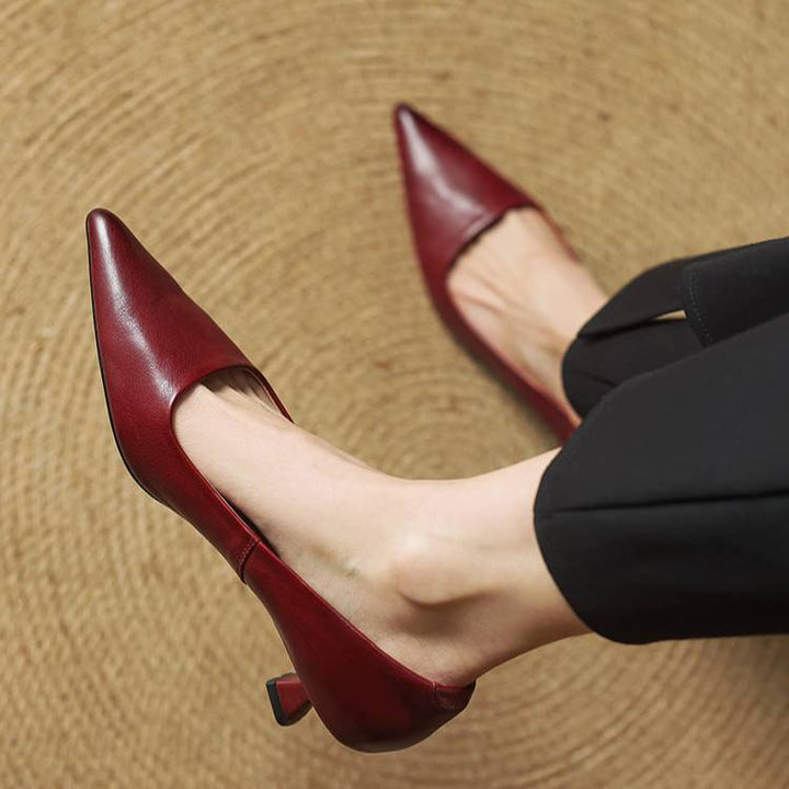 Pointed Toe Leather Pumps