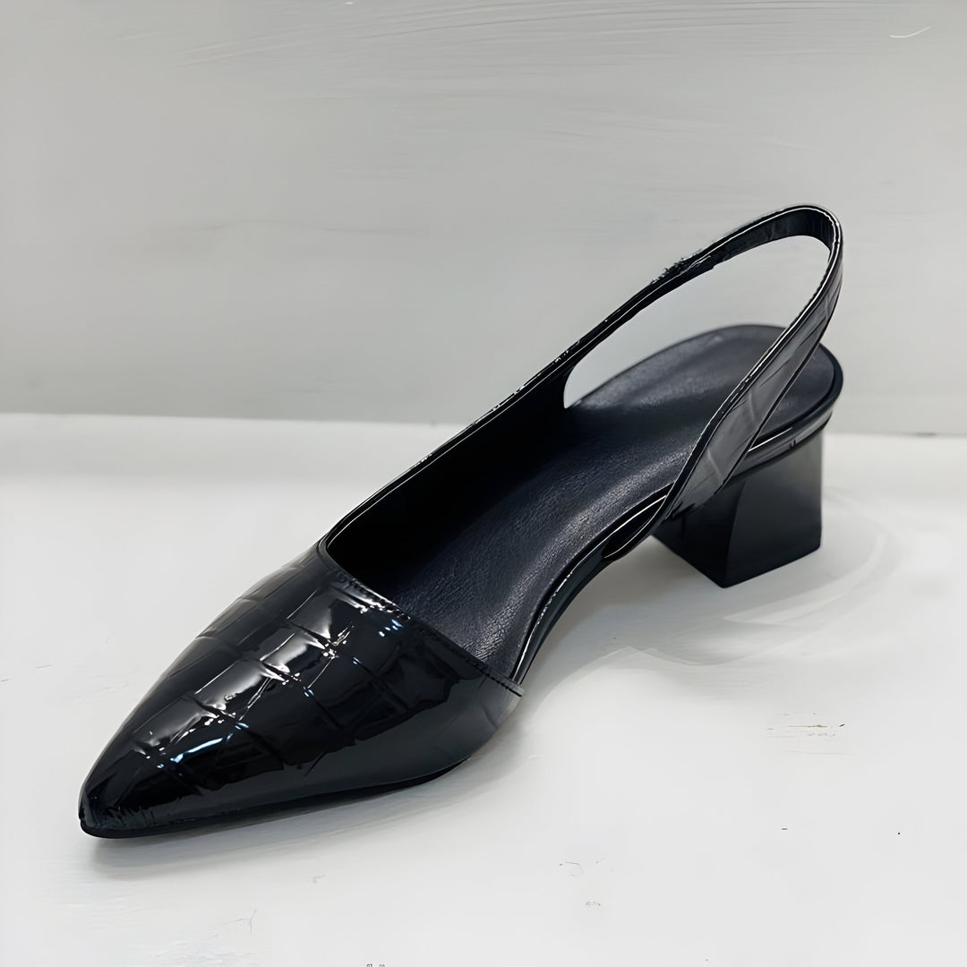 Patent Leather Pointed-Toe Slingback Heels