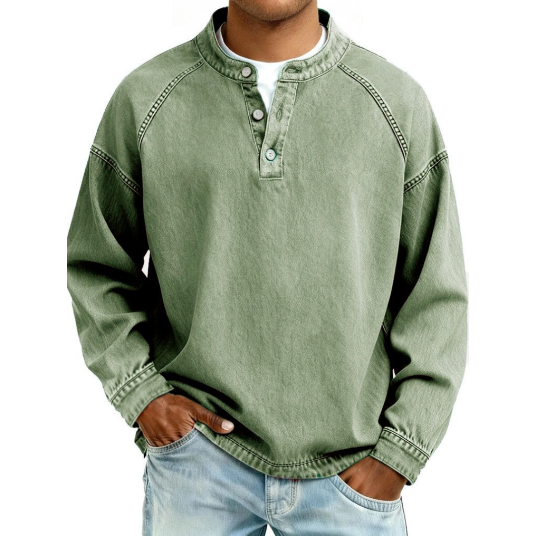 Denim-Look Henley Shirt