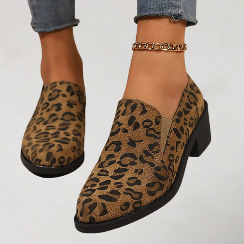 Leopard Print Structured Toe Loafers