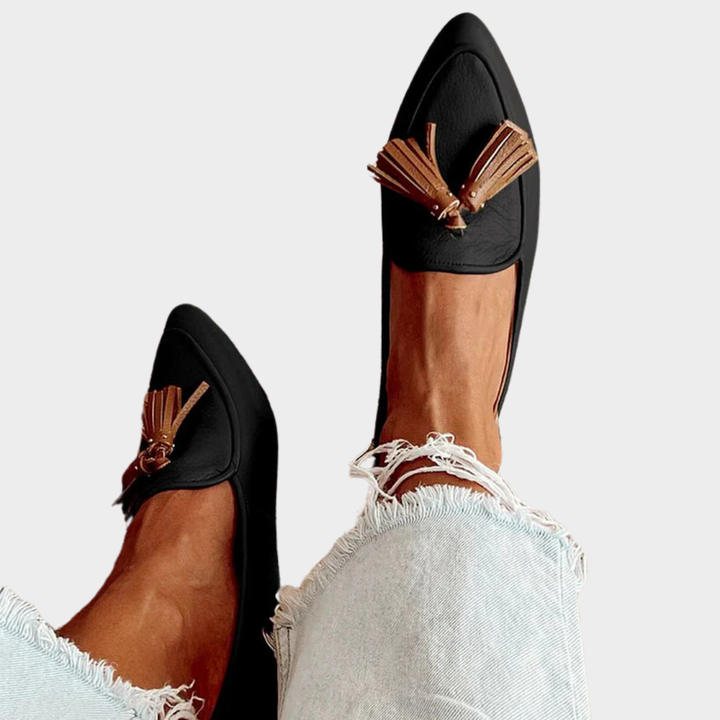 Fringed Leather Structured Loafers