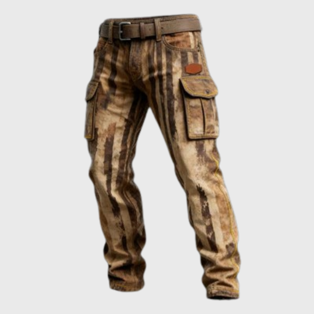 Brown Striped Cargo Trouser