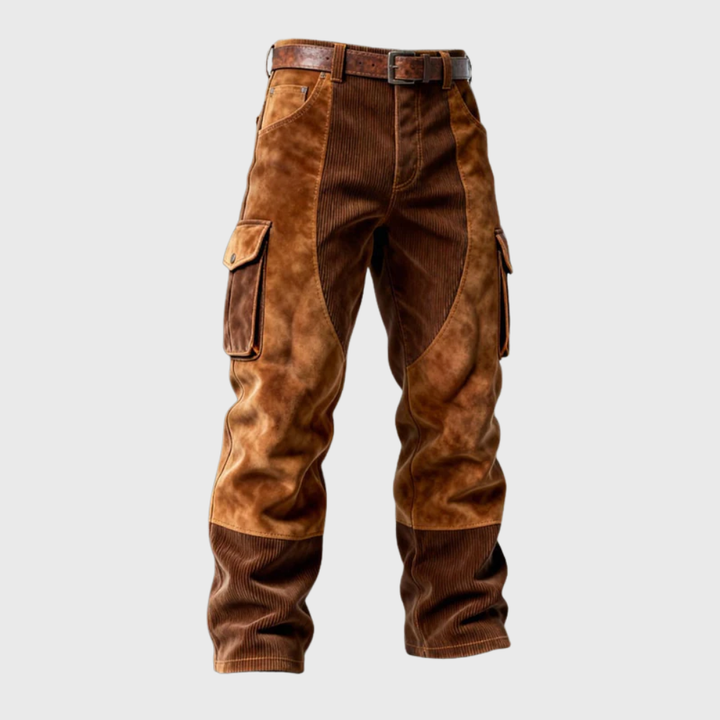 Brown Corduroy-Panel Cargo Trouser