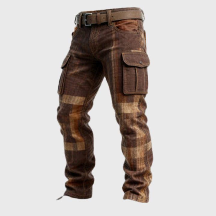Geometric Brown Cargo Trouser