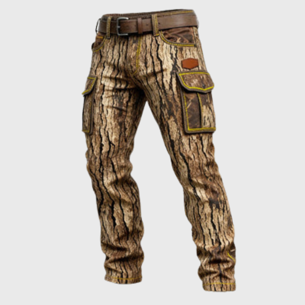 Bark-Print Cargo Trouser