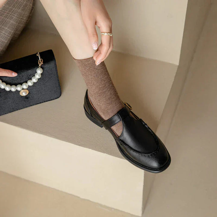 Retro Leather T-Bar Shoes