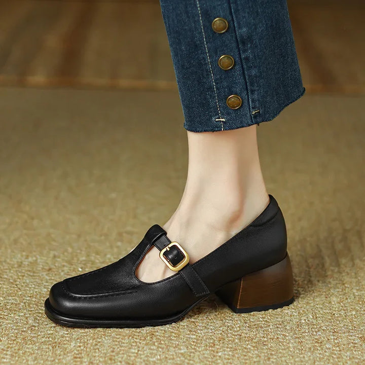 Leather T-Strap Shoes
