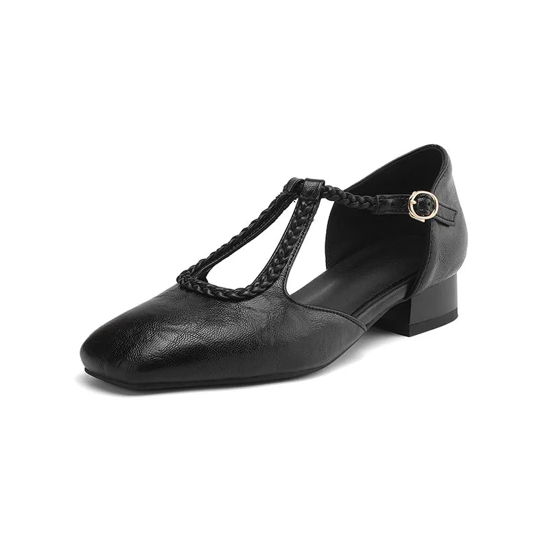 Retro Leather Ballet Flats