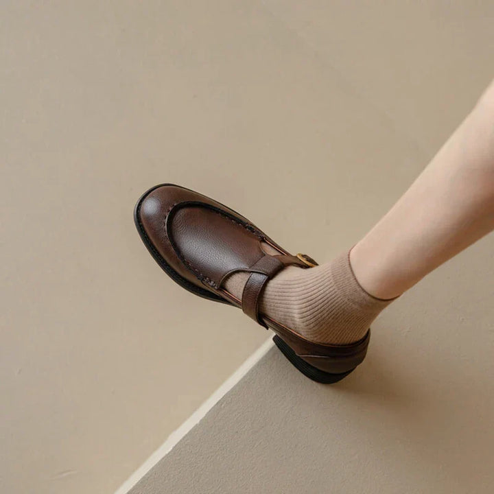 Retro Leather T-Bar Shoes