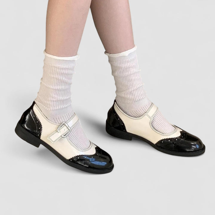 Two-Tone Leather Mary Janes