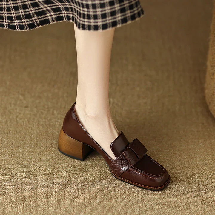 Synthetic Leather Square-Toe Knot Loafers