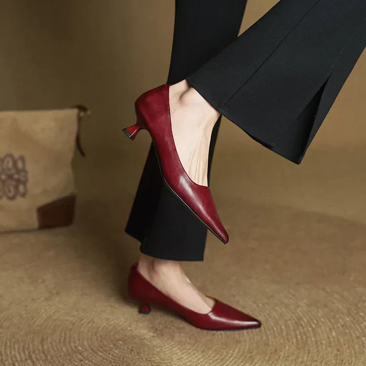 Pointed Toe Leather Pumps