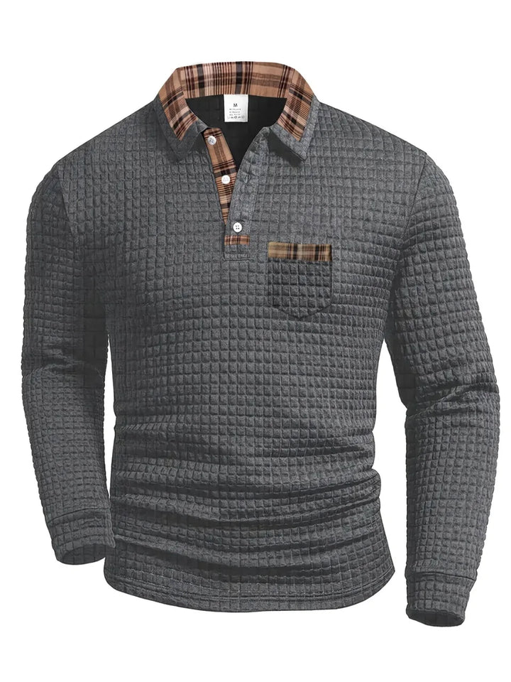 Checked Long-Sleeve Polo