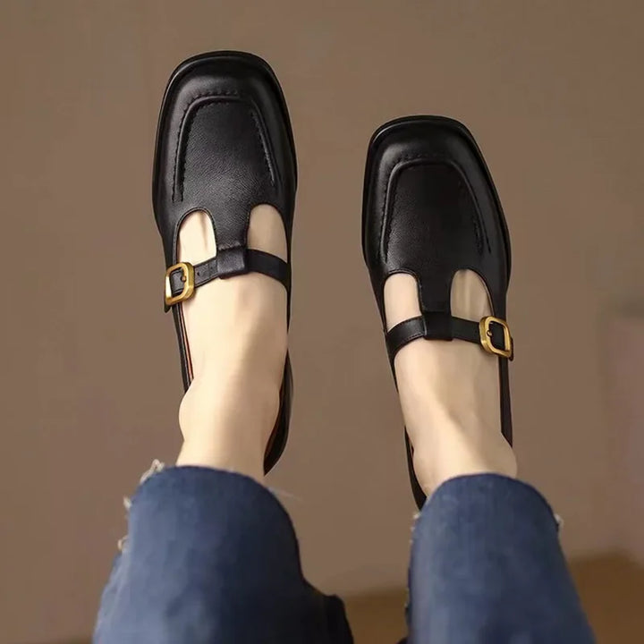 Leather T-Strap Shoes