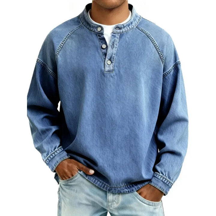 Denim-Look Henley Shirt