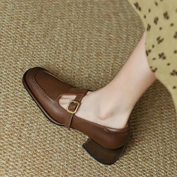 Leather T-Strap Shoes