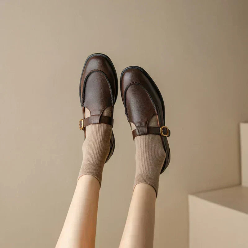 Retro Leather T-Bar Shoes