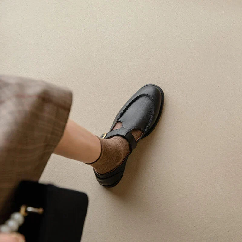 Retro Leather T-Bar Shoes