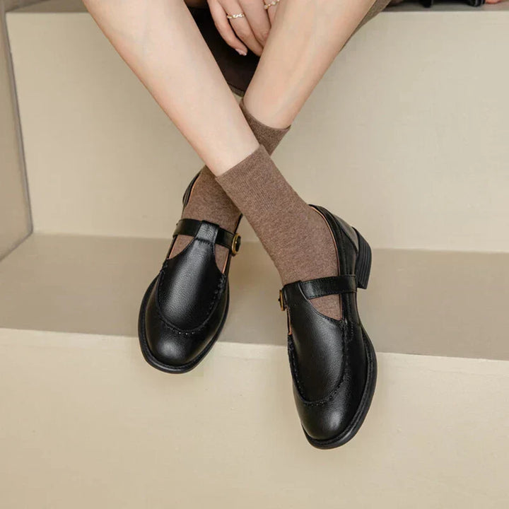 Retro Leather T-Bar Shoes