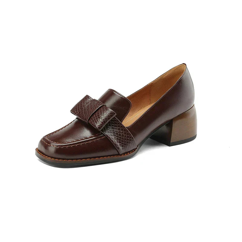 Synthetic Leather Square-Toe Knot Loafers