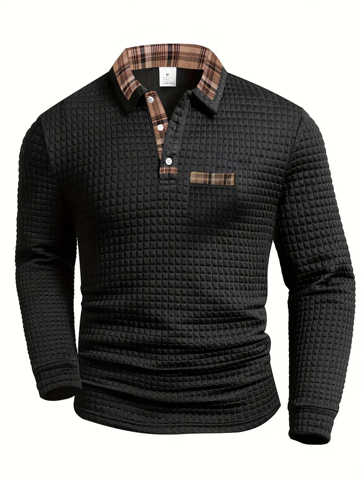 Checked Long-Sleeve Polo