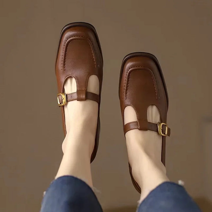 Leather T-Strap Shoes