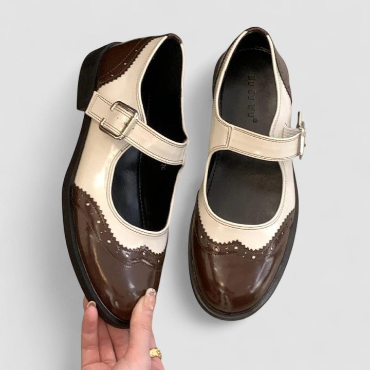 Two-Tone Leather Mary Janes