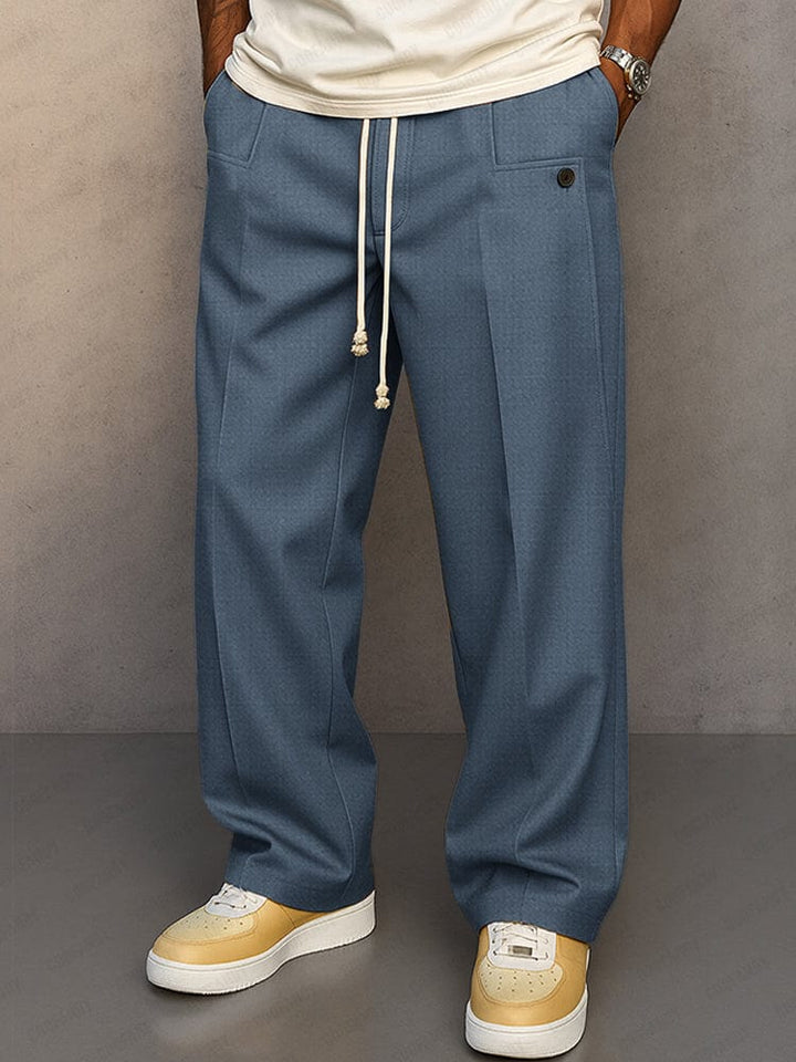 Drawstring Wide-Leg Cotton Trousers