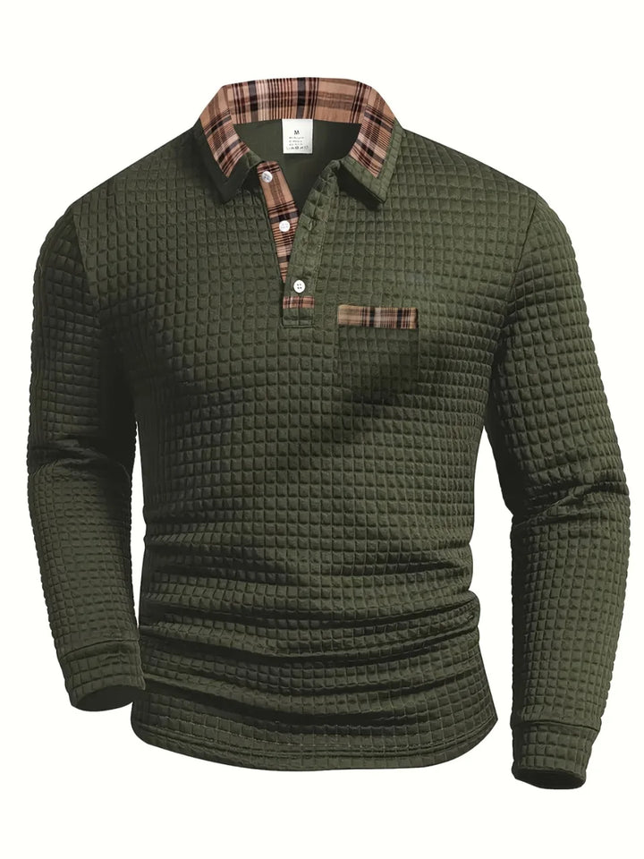 Checked Long-Sleeve Polo