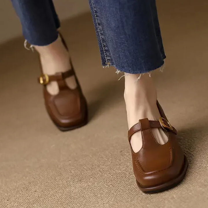 Leather T-Strap Shoes
