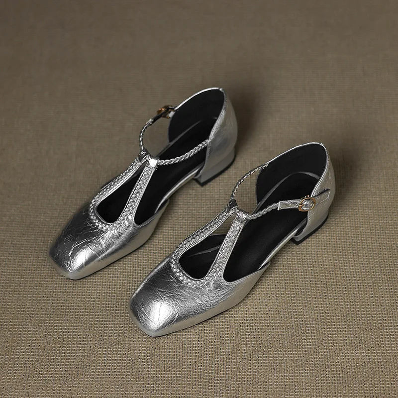 Retro Leather Ballet Flats