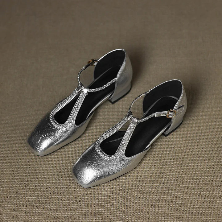 Retro Leather Ballet Flats