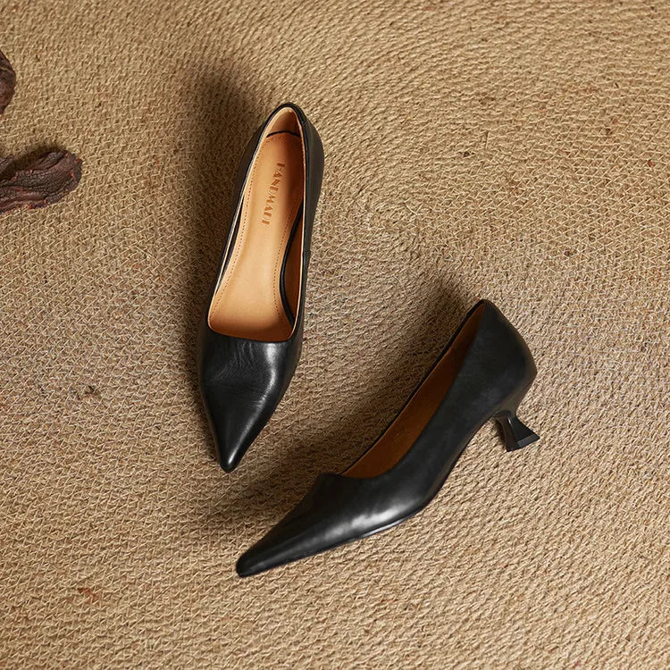 Pointed Toe Leather Pumps