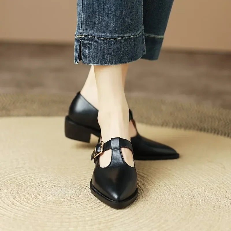 Pointed Leather Heels