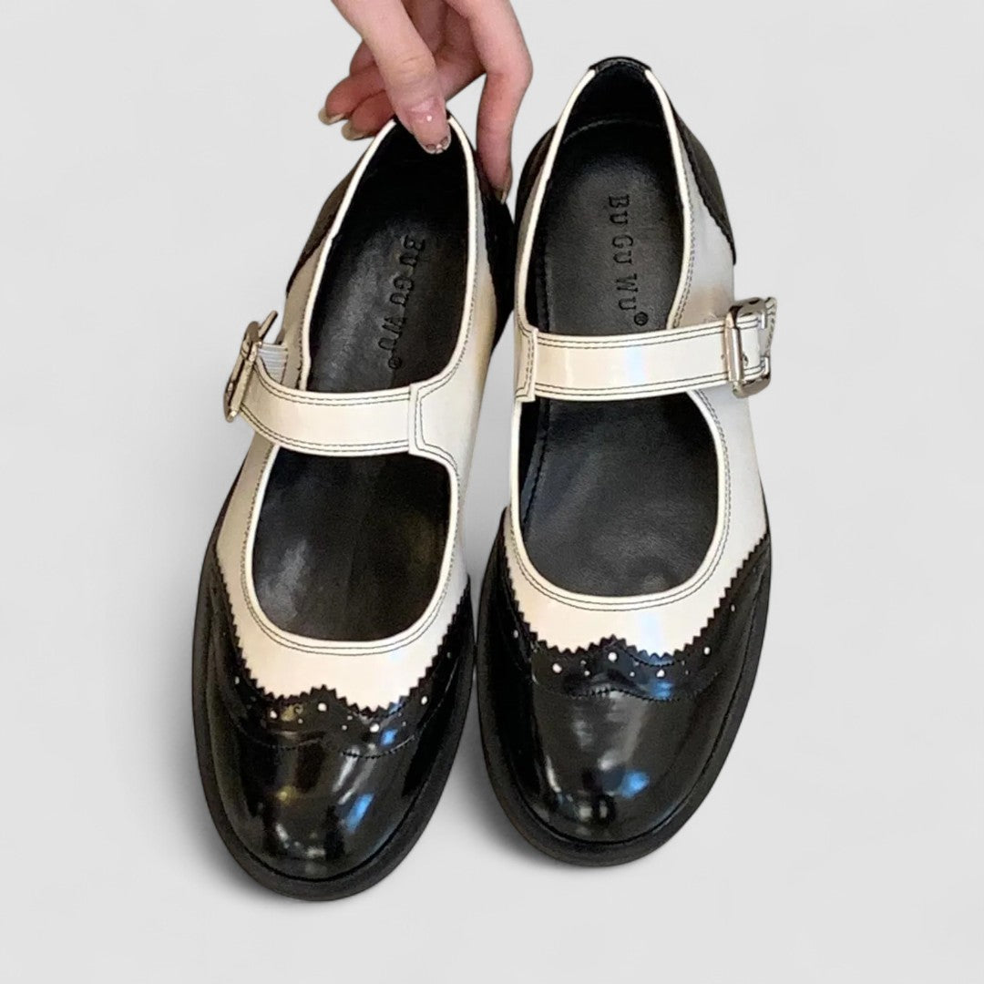 Two-Tone Leather Mary Janes
