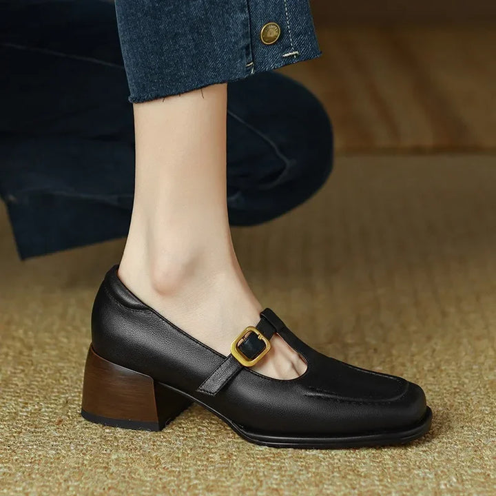 Leather T-Strap Shoes