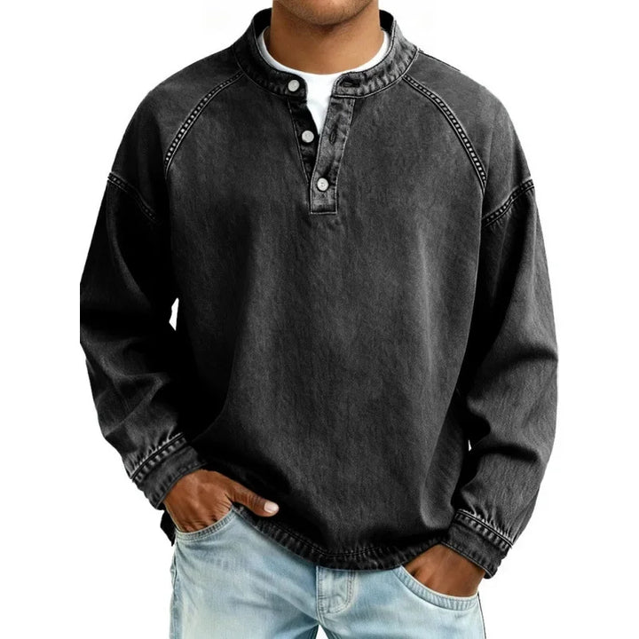 Denim-Look Henley Shirt