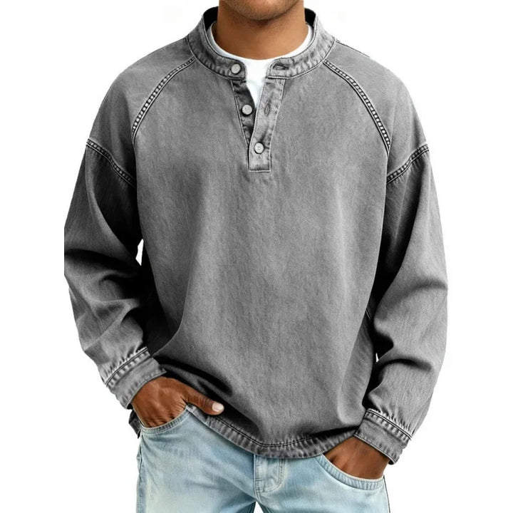 Denim-Look Henley Shirt