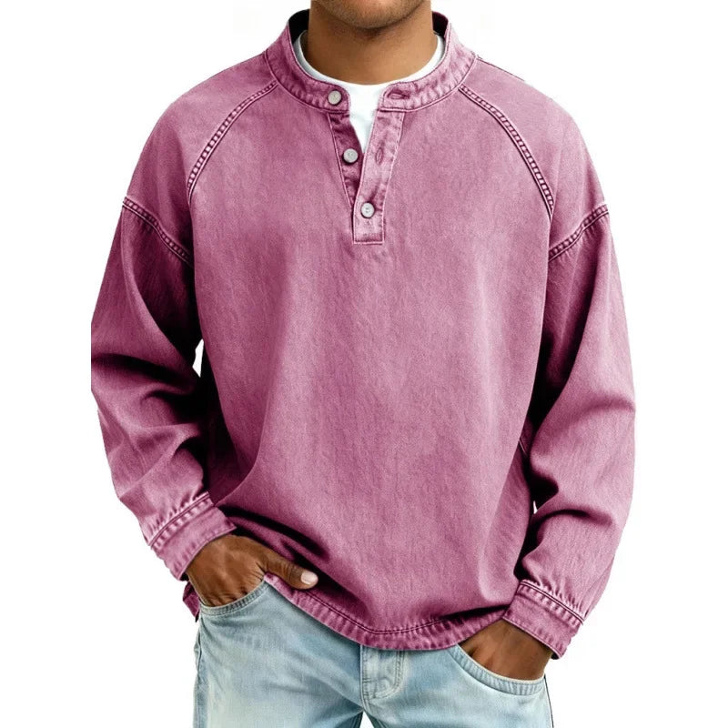 Denim-Look Henley Shirt