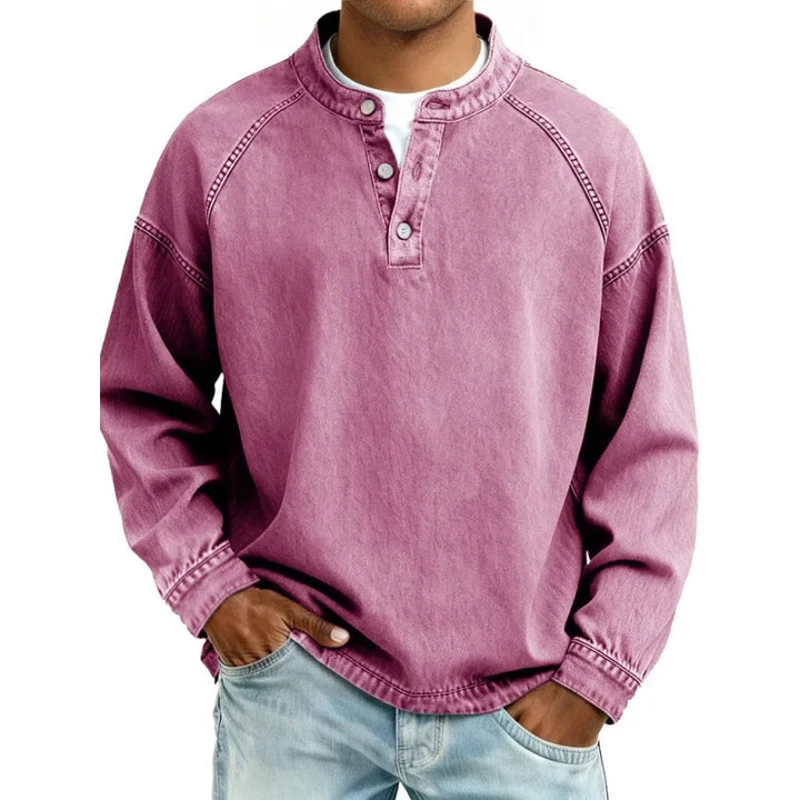 Denim-Look Henley Shirt