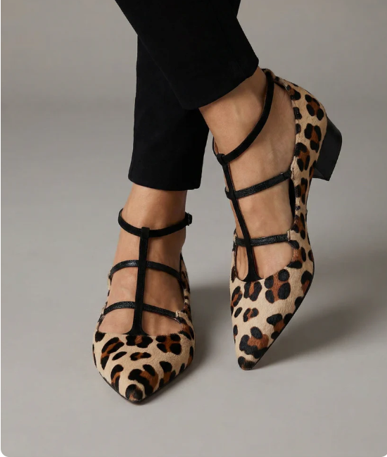 Leopard Cage-Strap Block Heels