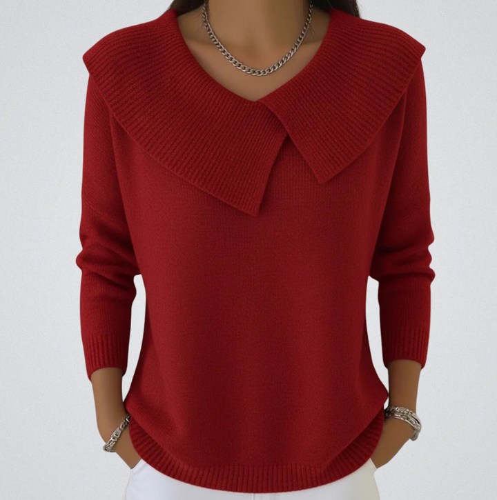 Ribbed Knit Jumper with Collar