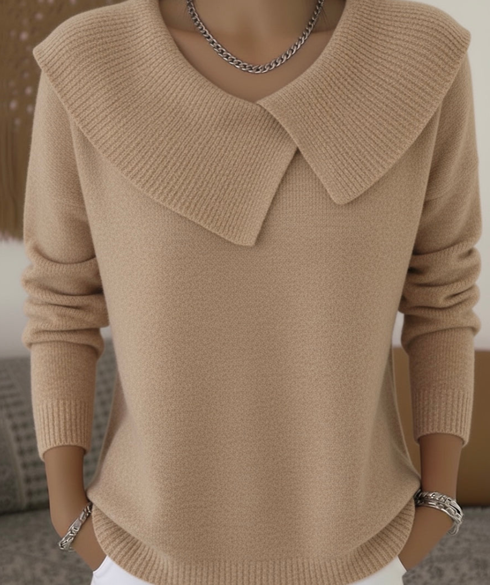 Ribbed Knit Jumper with Collar