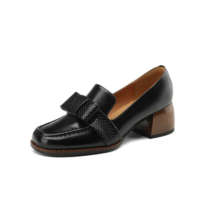 Synthetic Leather Square-Toe Knot Loafers