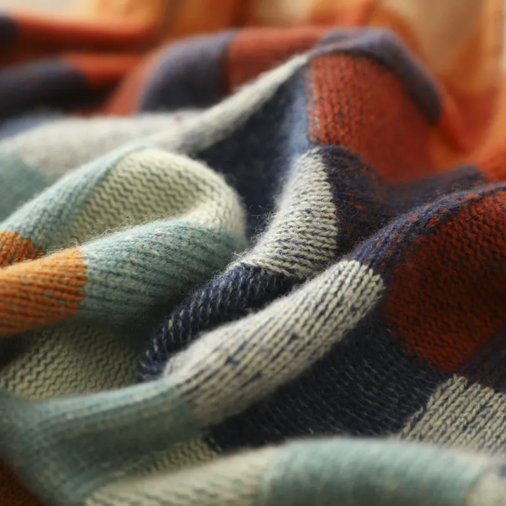 Checked Cashmere Mock-Neck Jumper