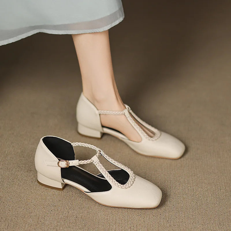 Retro Leather Ballet Flats