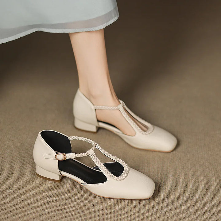 Retro Leather Ballet Flats