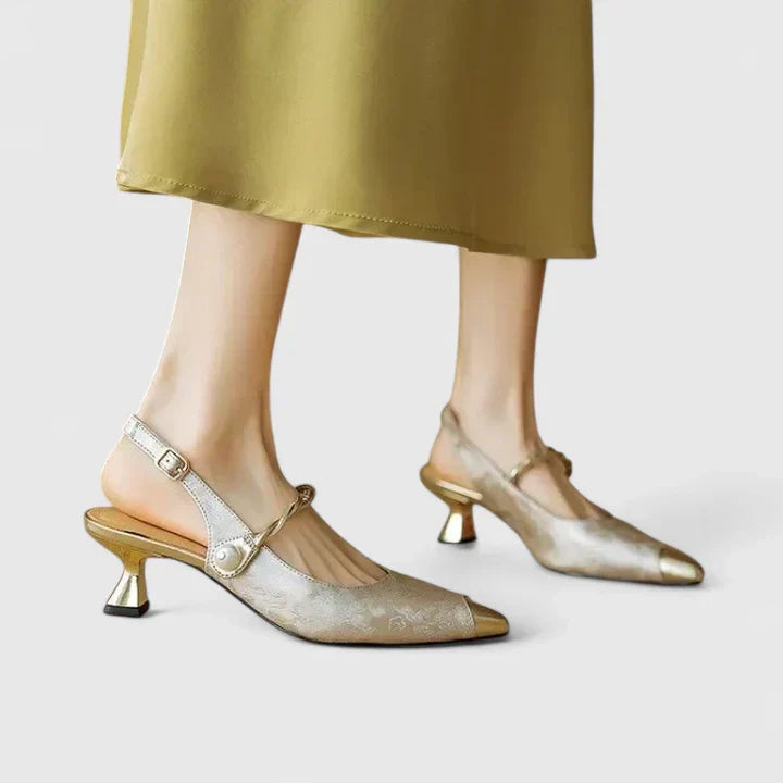Pearl-Embellished Jacquard Kitten-Heel Loafers