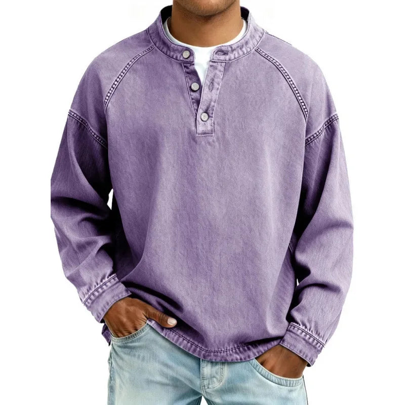 Denim-Look Henley Shirt